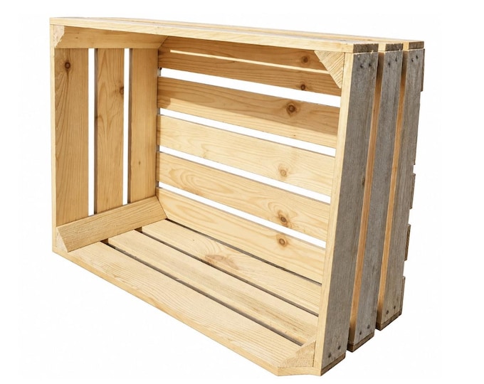 Rustic Wooden Storage Crate Natural or Burnt Wood Box Display Storage 50x40x22cm