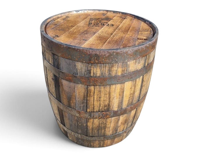 TALL Oak Whiskey Barrel Stand - Sanded & Varnished Ideal Garden table, Coffee table , Side stand, Patio table, Drinks table