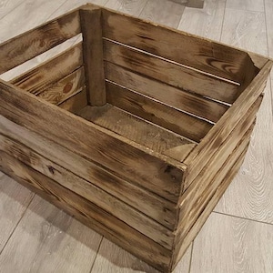 1 x Burntwood Vintage Rustic European Wooden Apple Crates, ideal storage boxes box display crate bookshelf idea image 1