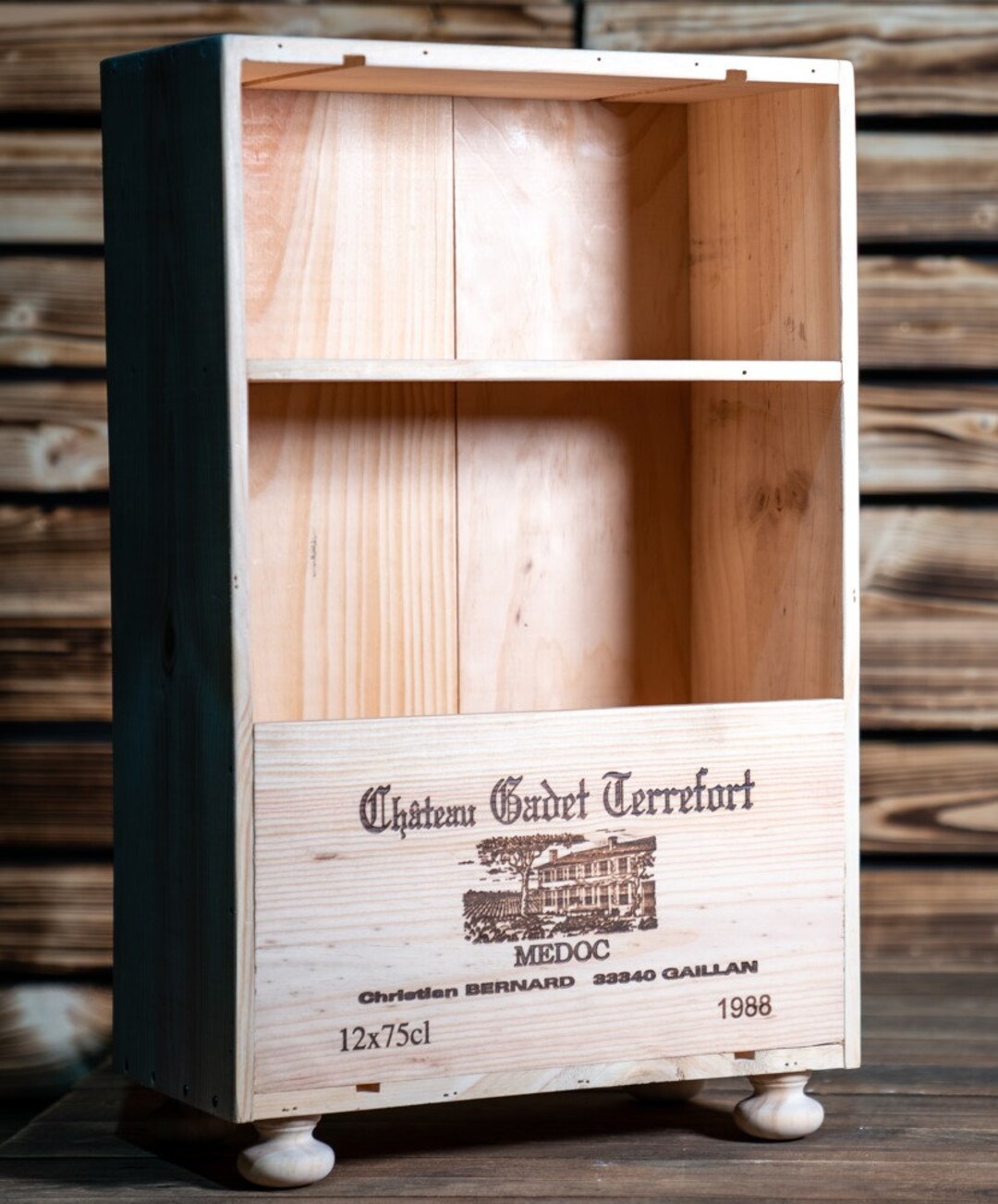 Wine crate top bedside table