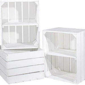 1 x White Painted Crate with SHORT WHITE shelf - Wooden Apple Crates, ideal storage boxes box display crate bookshelf dresser