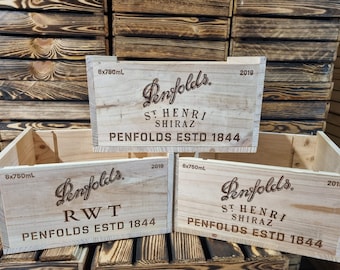 Pack of 3 Penfolds - Traditional AUSTRALIAN Wooden wine  Box  / Crate / Storage unit (6 bottle size)