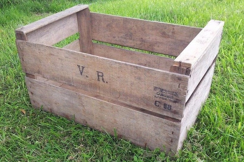 Set de 6 VRAI FRANÇAIS Caisse de rangement vintage vintage Apple Box Rustique Shabby Chic image 4