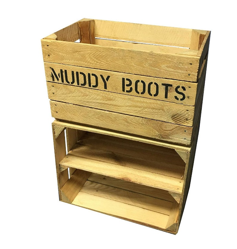 Wellie Boot Rack & Shoe Rack - Rustic Wooden Storage Box - Custom Muddy ...