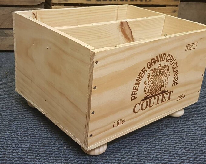 Handmade French Wooden wine box MAGAZINE RACK, NEWSPAPER tidy, storage display, Bathroom, Bedroom  Kitchen Organiser