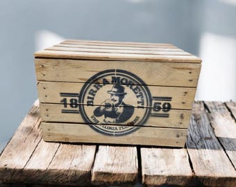 BIRRA MORETTI BEER Lager Branded Rustic Retro Wood Apple Crate Storage Box Chest Trunk For Man cave or She shed
