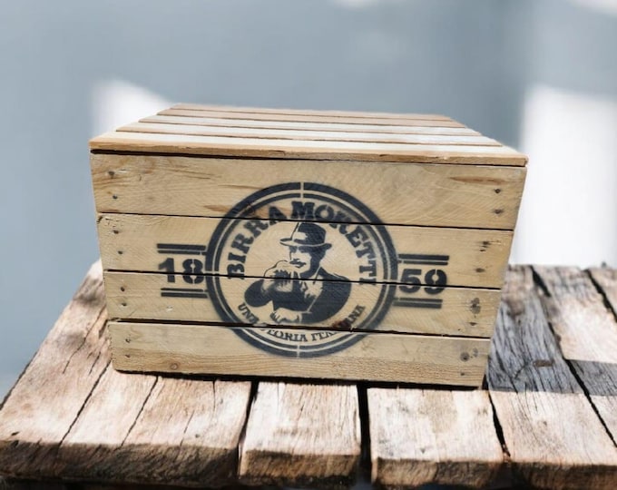 BIRRA MORETTI BEER Lager Branded Rustic Retro Wood Apple Crate Storage Box Chest Trunk For Man cave or She shed