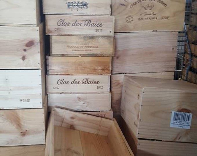 3 x Mixed FRENCH WINE BOXES Used wooden crates - Storage solutions hampers shabby chic - Champange / Port Boxes