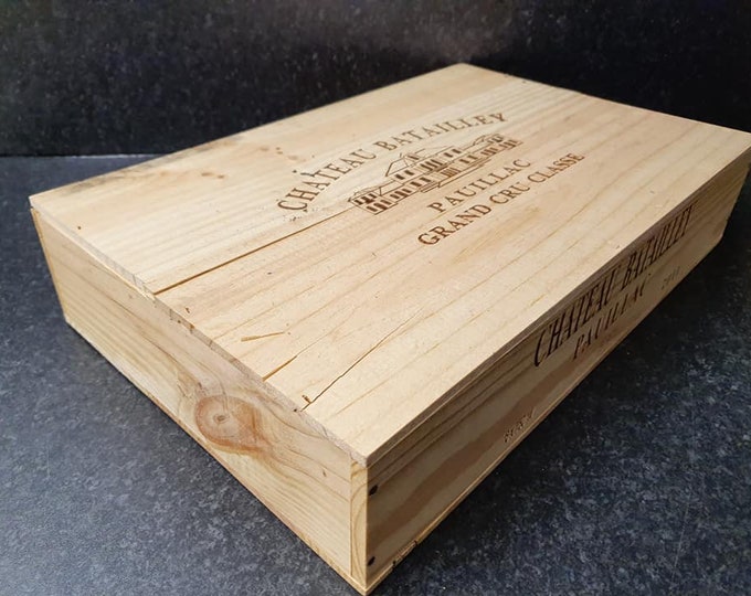 Ideal Crafts Display Box / Organiser - 1 x LIDDED Long Sided Half Sized Traditional Flat  / Tray Frech WOODEN WINE  Box  / Crate / Storage