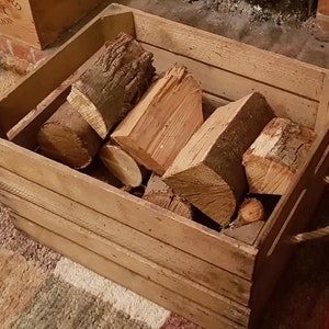 Log Store / Carrier VINTAGE Apple Crate with rope handles - Different styles available