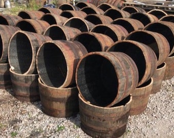 LARGE OAK BARREL Shrub / Bush Planter / Garden Tub / Plant Pot