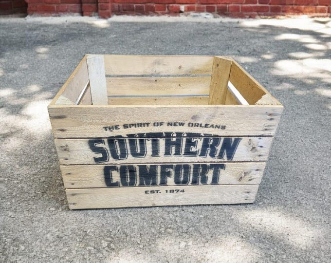 SOUTHERN COMFORT Branded Rustic Retro Wood Apple Crate Storage Box Chest Trunk For Man cave or She shed