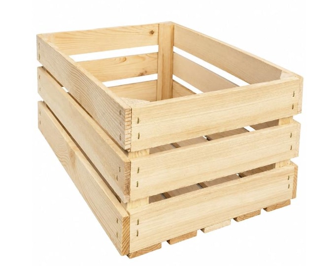 Rustic Wooden Storage Crate Natural or Burnt Wood Box Display Storage 50x40x22cm