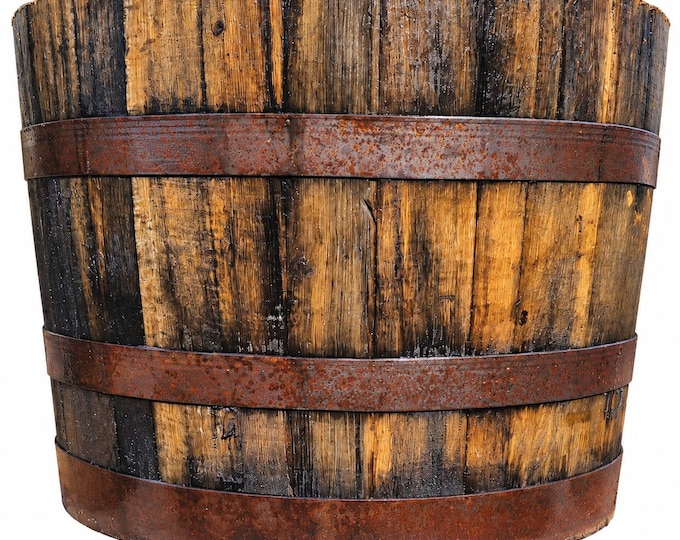Authentic Bourbon Barrel Planter | 20-Year-Old Reclaimed Wood Garden Tub / Pond- Treated and Varnished