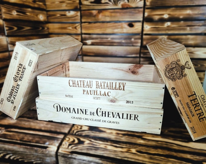 Ideal Crafts Display Box / Organiser -5 x Half Sized Traditional Flat  / Tray FRENCH WOODEN WINE  Box  / Crate / Storage unit -