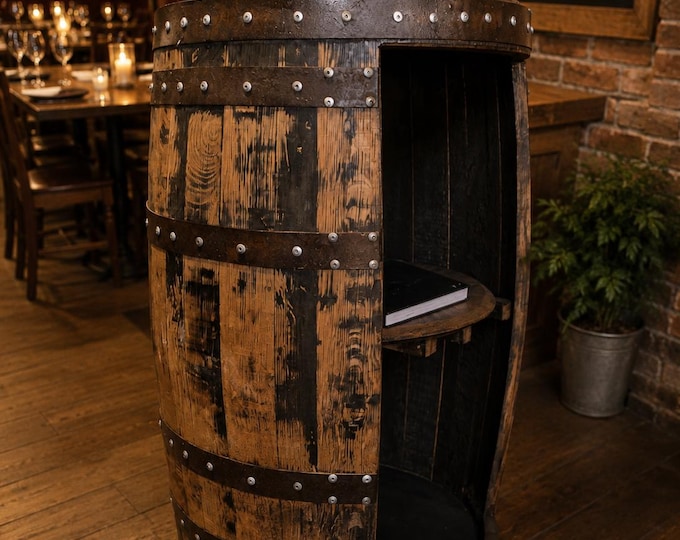 Portable Whisky Barrel Display Counter Farm Shop Bar Restaurant Retail POS Stand