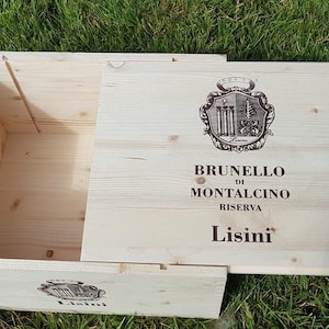 TRADITIONELE houten WIJNkist met SCHUIFdeksel - krat / opbergeenheid (grootte 6 flessen) kerstpakket cadeau speelgoed displaykaartdoos