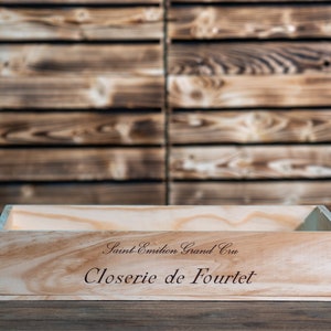 Traditional FRENCH WOODEN WINE Box Crate Storage unit 6 bottle Shallow size Long Sided Logo image 5