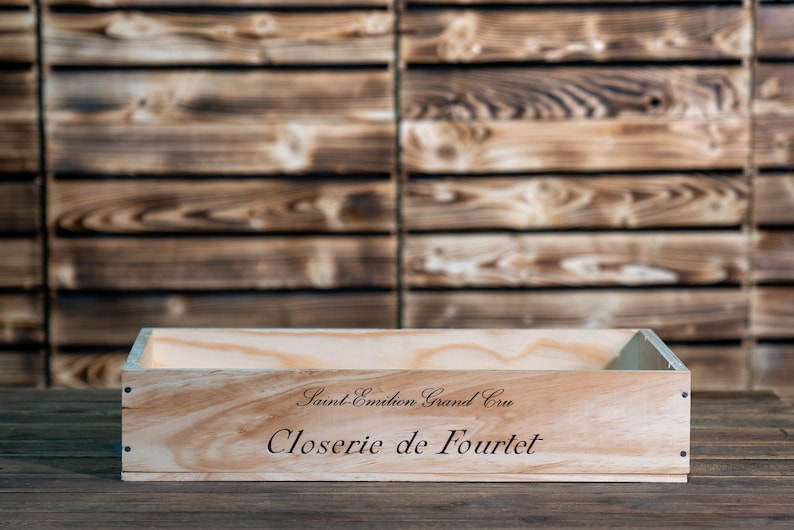 Traditional FRENCH WOODEN WINE Box Crate Storage unit 6 bottle Shallow size Long Sided Logo image 5