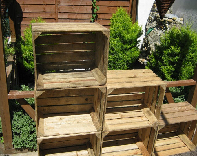 1 x Vintage Rustic European Wooden Apple Crate, ideal storage boxes box display crate bookshelf idea
