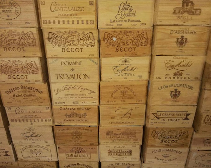 3 x Mixed FRENCH WINE BOXES Used wooden crates - Storage solutions hampers shabby chic - Champange / Port Boxes