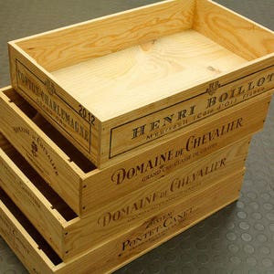 1 x halve traditionele platte plank / dienblad FRANSE HOUTEN WIJNKIST / kist / opbergeenheid - Ideal Home Tidy / Organizer