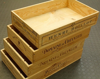 1 x Halbgroße Traditionelle Wohnung / Tablett FRENCH WOODEN WINE Box / Kiste / Aufbewahrungseinheit - Ideale Haus Ordnung / Organizer