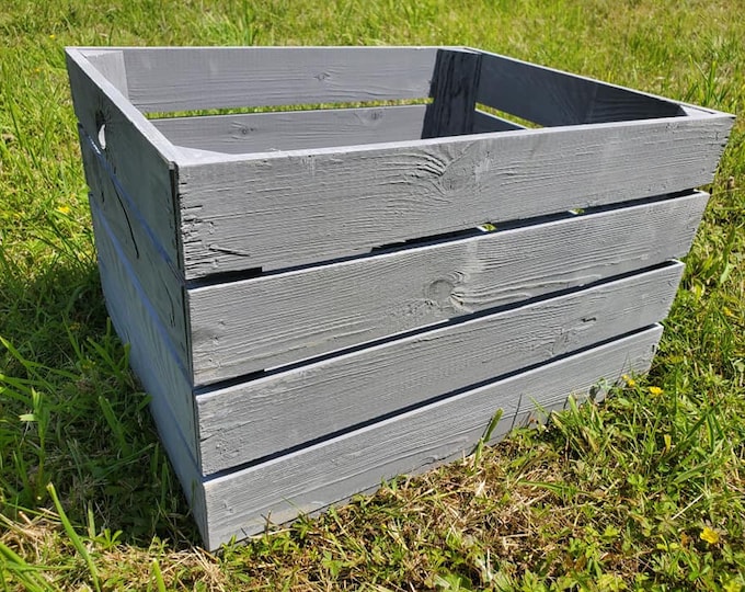 GREY Painted Apple Crates - Choose your quantity - 2,3,4,6,8,10,12,24 +  Wooden Storage Box Used Crate