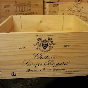 3 x Mixed FRENCH WINE BOXES Used wooden crates - Storage solutions hampers shabby chic - Champange / Port Boxes