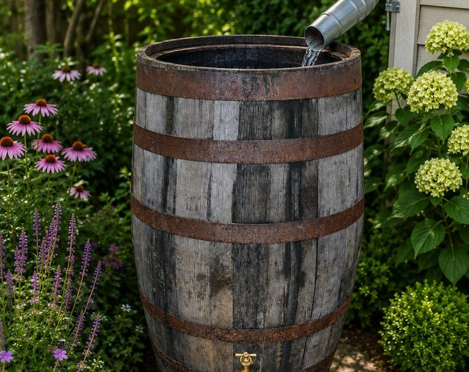 Barrel Garden Water Butt with Stand, lid & tap - Rain Saver / Container / Irrigiation / Garden
