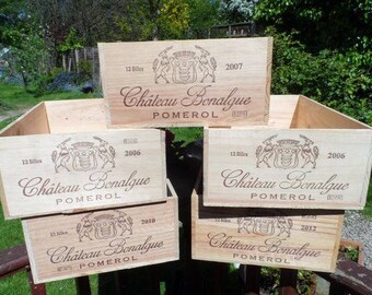 Chateau POMEROL 12 Bottle French wooden wine box - First Growth wine crate - Ideal for storage solutions or for your cellar store