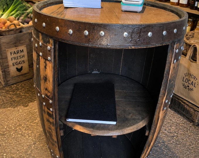 Portable Whisky Barrel Display Counter Farm Shop Bar Restaurant Retail POS Stand