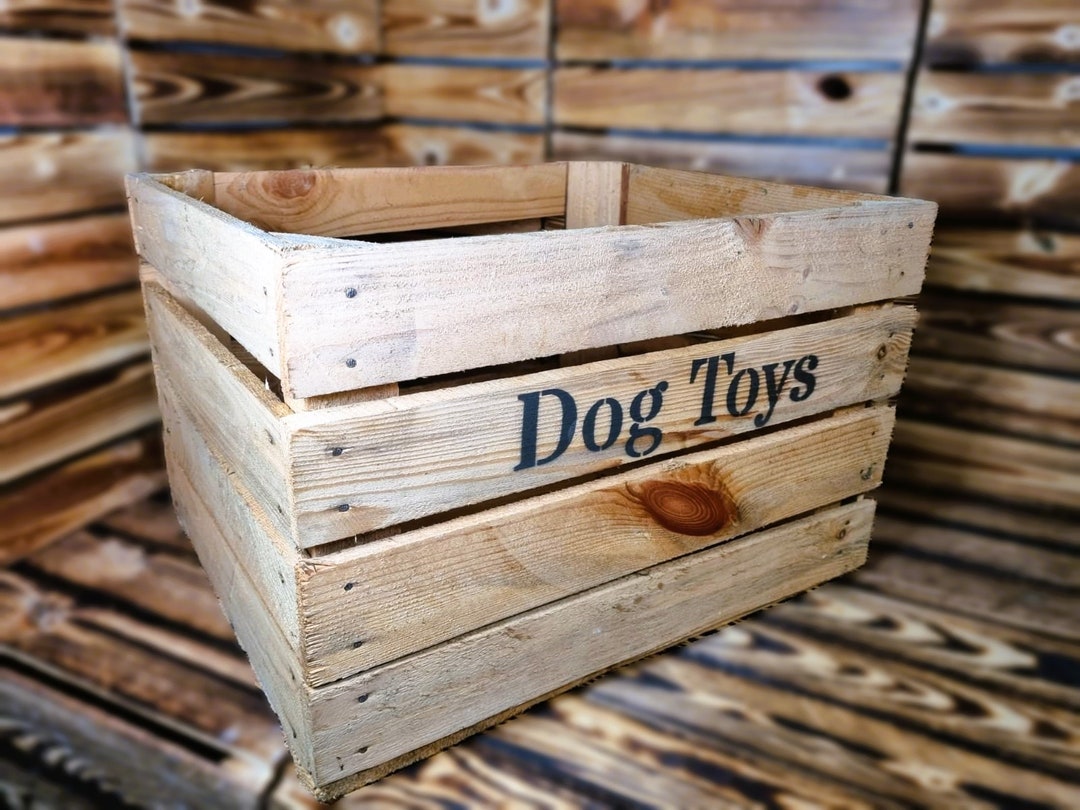 Large Dog Toys Chest Storage Collection Tidy Box Wooden Crate Gift ...