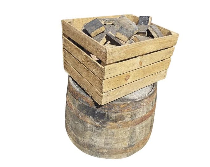 A Crate of Whisky / BOURBON Scotch Whisky Barrel CHUNKS Blocks Smoking Wood Aging Alcohol BBQ Home Brew