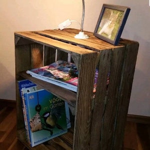 1 x BEDSIDE CABINET CRATE in Burnt wood - Wooden Apple Crates, ideal storage boxes box display crate bookshelf dresser