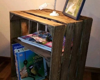 1 x BEDSIDE CABINET CRATE in Burnt wood - Wooden Apple Crates, ideal storage boxes box display crate bookshelf dresser