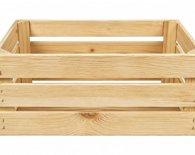 Rustic Wooden Storage Crate Natural or Burnt Wood Box Display Storage 50x40x22cm