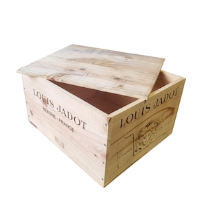 LOUIS JADOT - Traditionelle Französische Weinkiste aus Holz mit DECKEL / Kiste / Aufbewahrungseinheit (6 Flaschen Größe)
