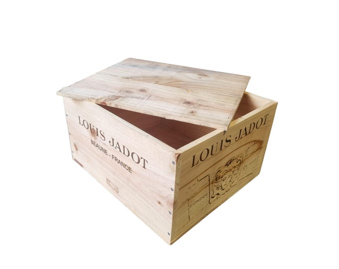 LOUIS JADOT - Traditional French Wooden Wine  Box with LID / Crate / Storage unit (6 bottle size)