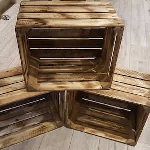 1 x Burntwood Vintage Rustic European Wooden Apple Crates, ideal storage boxes box display crate bookshelf idea image 5