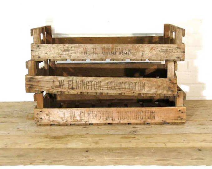 6 x CHITTING VEGETABLE TRAYS - Vintage Antique Rustic Wood Farm Tray Apple Crate Potato Bushel Box