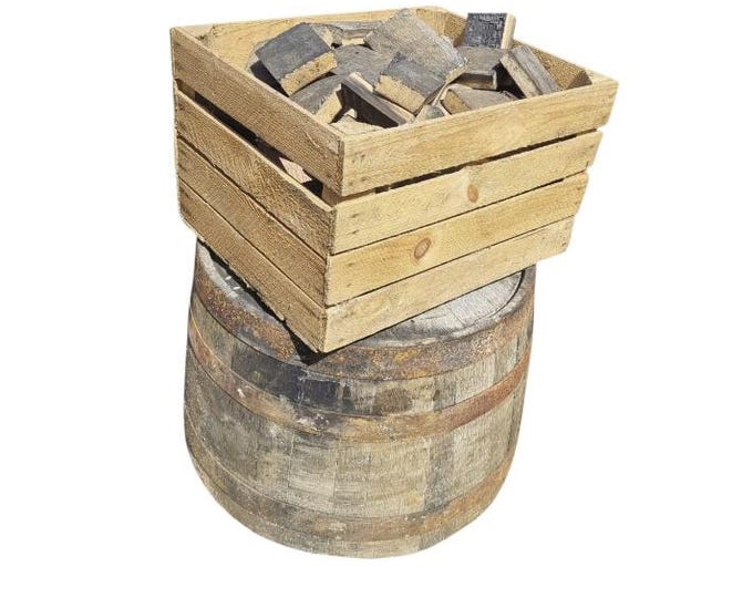 A Crate of Whisky / BOURBON Scotch Whisky Barrel CHUNKS Blocks Smoking Wood Aging Alcohol BBQ Home Brew
