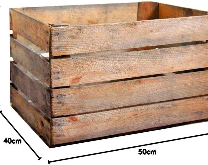 Slatted Vintage Wooden Apple Crate, Rustic Wood Box, Wedding Decor, Farmhouse Log Storage, Cottage Living, Photo Prop