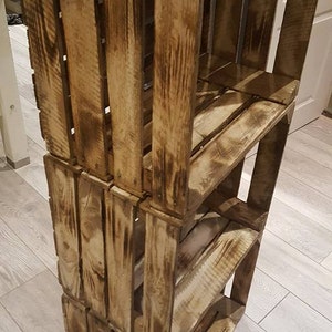 1 x Burntwood Vintage Rustic European Wooden Apple Crates, ideal storage boxes box display crate bookshelf idea image 4