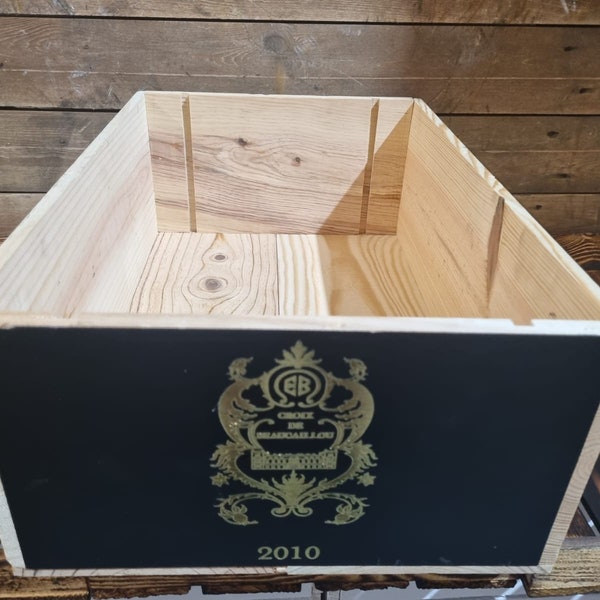 Chateau La Croix Ducru-Beaucaillou ~ French, Genuine ~ Vintage, Storage, Shabby Chic Wooden Wine Box Crate ~ Black, Rare