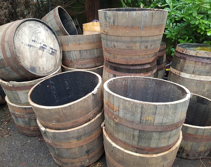 HALF a WHISKEY CASK - Choose your quantity, Free delivery - Perfect  Planter / Tub / Pot / Trough Rustic Reclaimed Best Quality