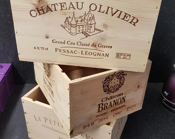 Pack of 3 Double Sided - Traditional FRENCH WOODEN WINE  Box  / Crate / Storage unit (6 bottle size)