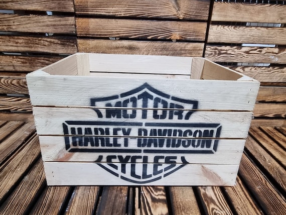 ヴィンテージ　Harley-Davidson木製ラック HARYLEY DAVIDSON Bikers Rustic Retro Wood Apple Crate Storage Box