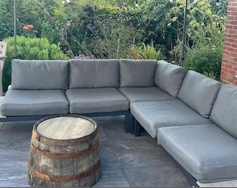 Botte di whisky FLAT TOP in rovere - Tavolo da giardino ideale, tavolino da caffè, supporto laterale, patio
