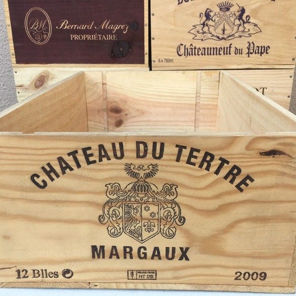 Grand Cru Margaux 12 Bottle French wooden wine box - First Growth wine crate - Ideal for storage solutions or for your cellar store